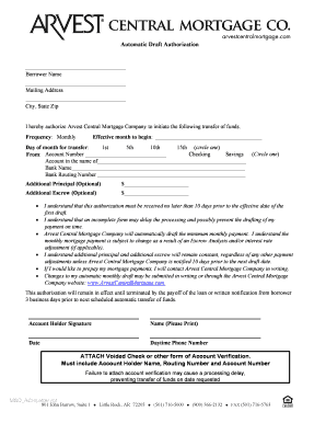Automatic Draft Authorization Form