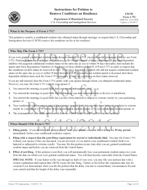 USCIS Form I-751 Petition to Remove Conditions on Residence