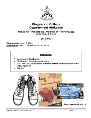 Grade 12 Afrikaans Portfolio Exam