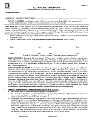 Iowa Seller Property Disclosure Form