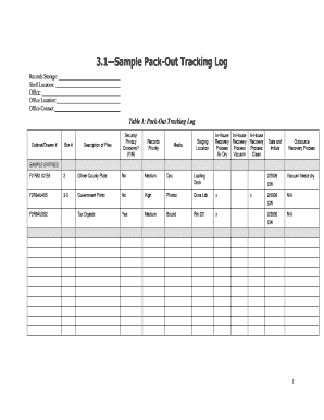 Pack-Out Tracking Log and Response Plan Template