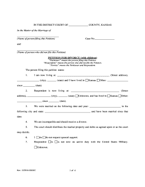 Kansas Divorce Petition with Children