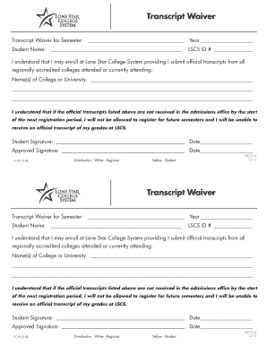 Transcript Waiver Form