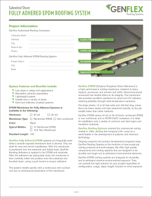 GenFlex EPDM Roofing System Submittal Sheet
