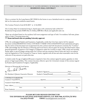 University of Texas Residence Hall Contract