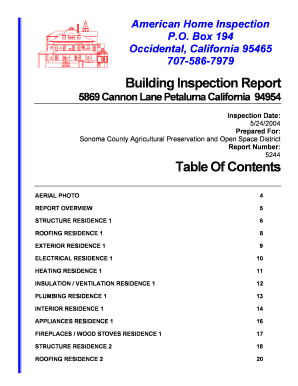 Building Inspection Report - 5869 Cannon Lane, Petaluma California 94954 - Tolay Master Plan Request for Proposals. Building Inspection Report - 5869 Cannon Lane, Petaluma California 94954 - Tolay Master Plan Request for Proposals