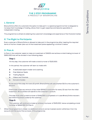 BinaryOnline Trading Programme Agreement