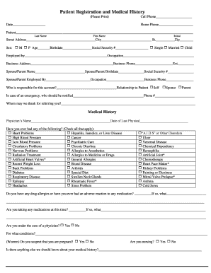 Patient Registration and Medical History Form