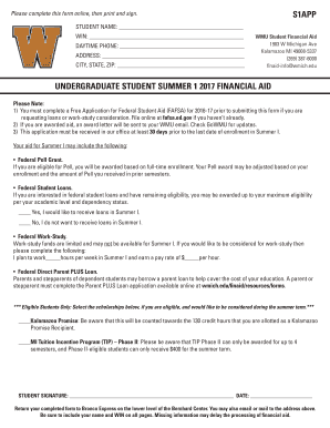 WMU Student Financial Aid Summer Application
