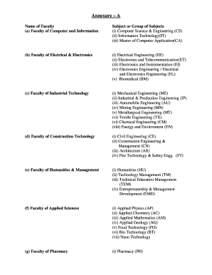 Faculty Subject List