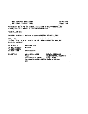 BIBLIOGRAPHIC DATA. SHEET ,PNrAAd.019 - USAID - pdf usaid