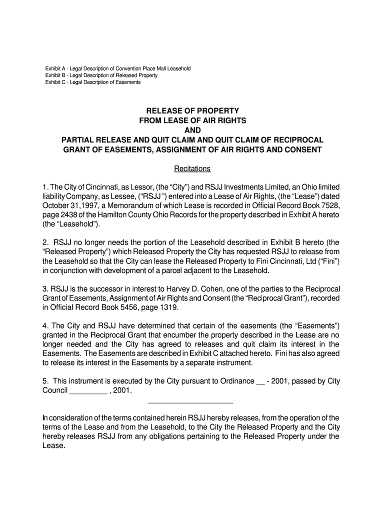 Fillable Online cityegov cincinnatioh Exhibit A Legal Description