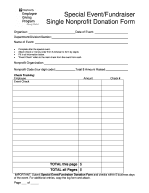 Special Event Fundraiser Donation Form