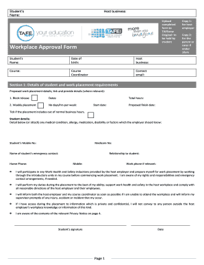 Workplace Approval Form