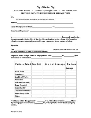 Previous Employment Reference Release Form