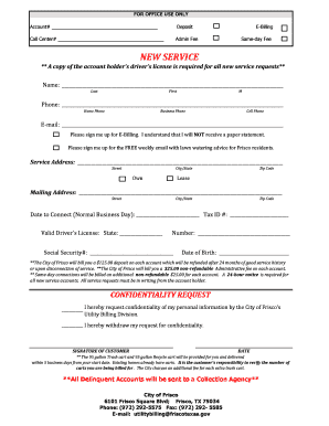 City of Frisco Utility Service Application