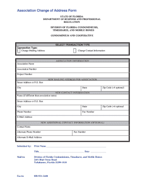 Florida Condominium Association Change of Address Form