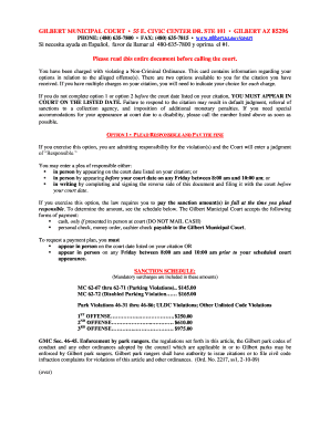 Gilbert Non-Criminal Ordinance Violation Notice