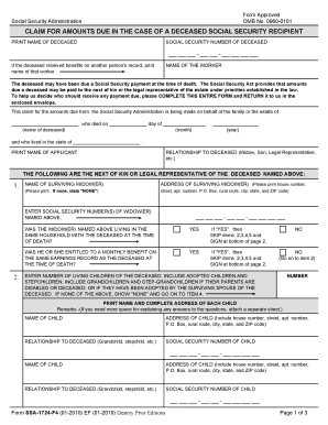 Claim for Deceased Social Security Recipient