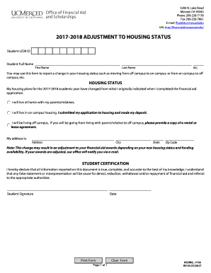 2017-2018 Adjustment to Housing Status Form