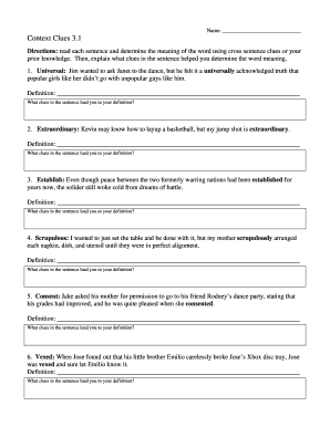 Vocabulary Worksheet