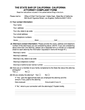 California Attorney Complaint Form