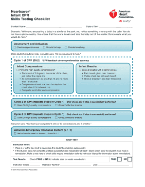 Infant CPR Skills Testing Checklist