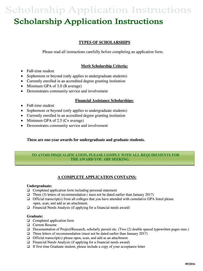 Fillable Online TYPES OF SCHOLARSHIPS Fax Email Print - pdfFiller