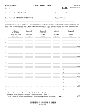 Indiana Other Certified Credits Schedule