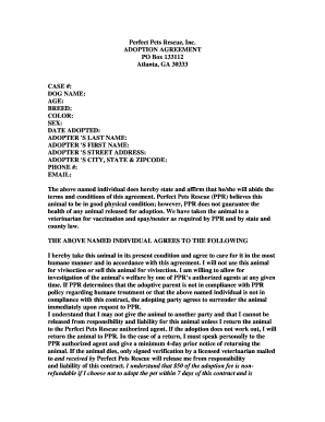Perfect Pets Rescue Adoption Agreement