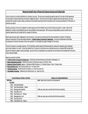 chart of accounts for restaurant pdf