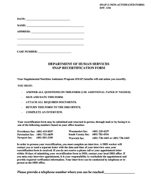 Fillable Online eohhs ri Fillable SNAP Recertification Form Fax Email ...