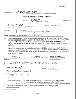 Special Permit/Variance Affidavit
