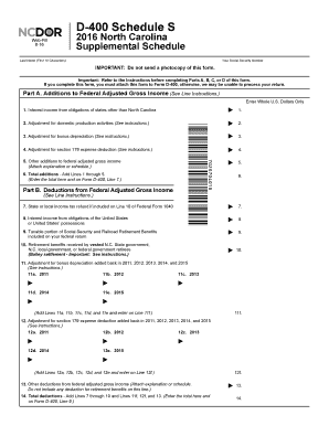 North Carolina D-400 Schedule S