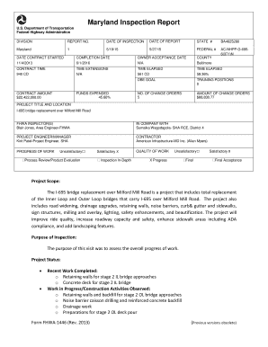 Fillable Online roads maryland Maryland Inspection Report - roads ...
