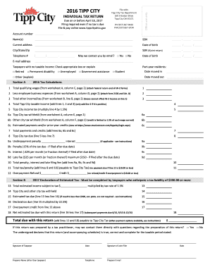 Tipp City Individual Tax Return