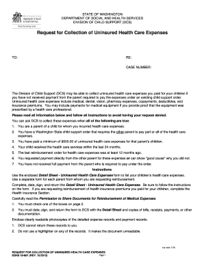 Request for Collection of Uninsured Health Care Expenses