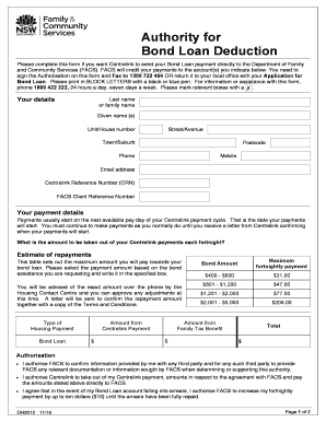 Bond Loan Deduction Authority Form