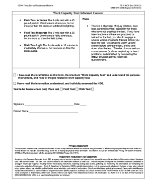 USDA Work Capacity Test Informed Consent