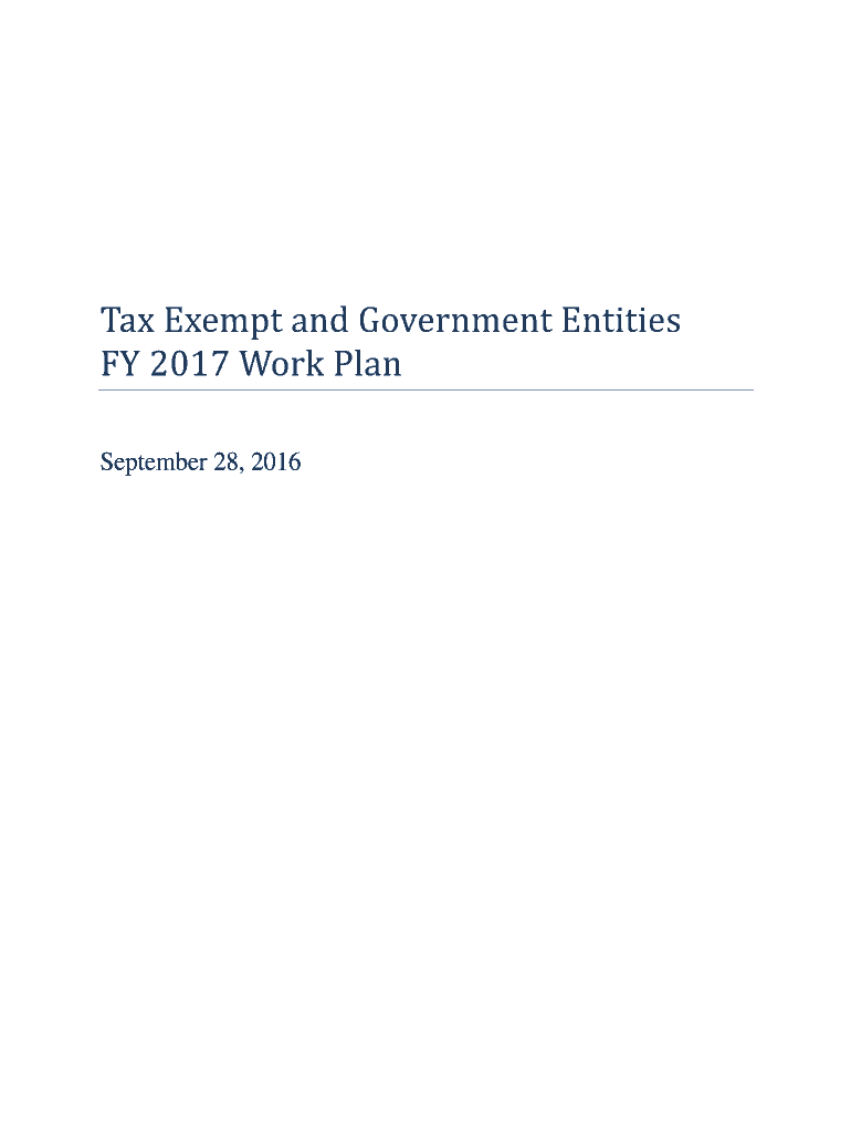 Fillable Online irs Tax Exempt and Government Entities FY 2017 Work