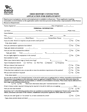 Ohio History Connection Employment Application