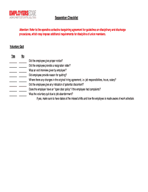 Employee Voluntary Quit Checklist