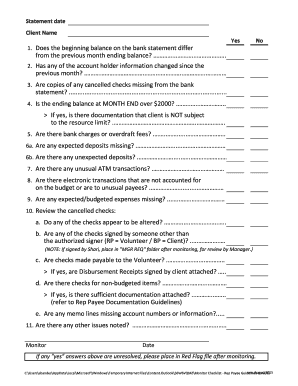 Bank Statement Monitoring Checklist