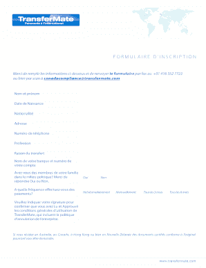 Formulaire d’inscription