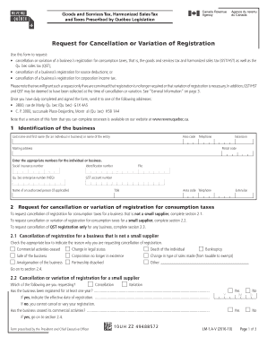 Québec Tax Registration Cancellation Form