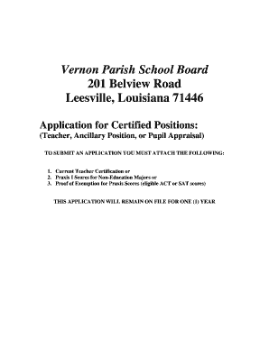Louisiana Certified Positions Application