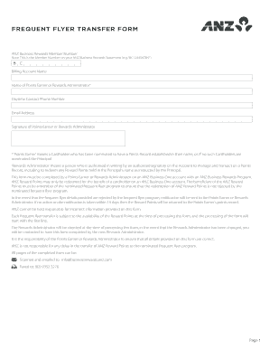 ANZ Frequent Flyer Transfer Form