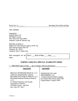 Kentucky special warranty deed form - north carolina special warranty deed - State of North Carolina