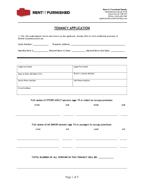 British Columbia Tenancy Application