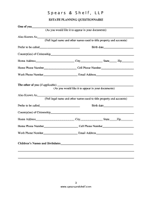 Estate Planning Questionnaire